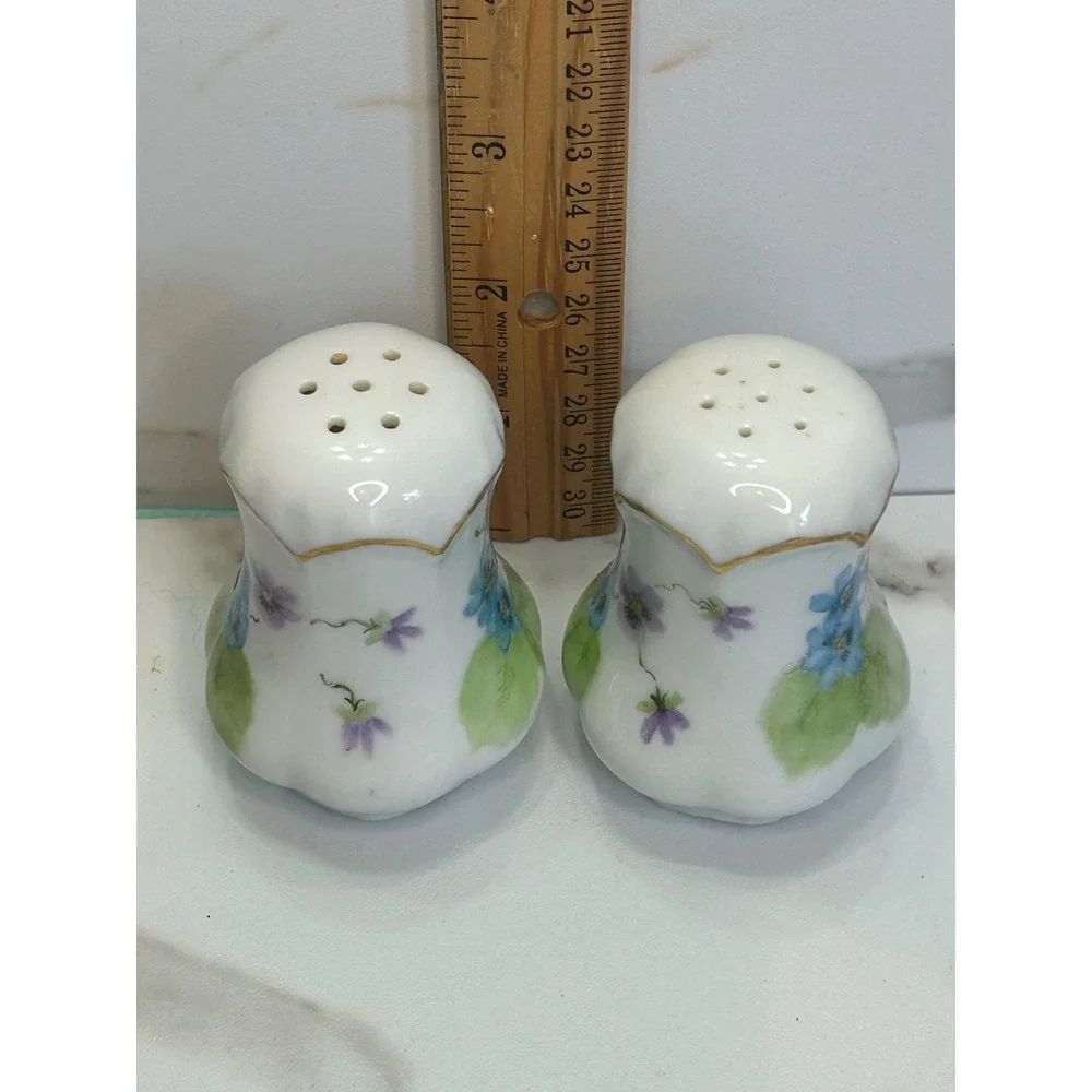 Vintage Kormendi 1980 Hand Painted Floral Porcelain Salt and Pepper Shakers Set